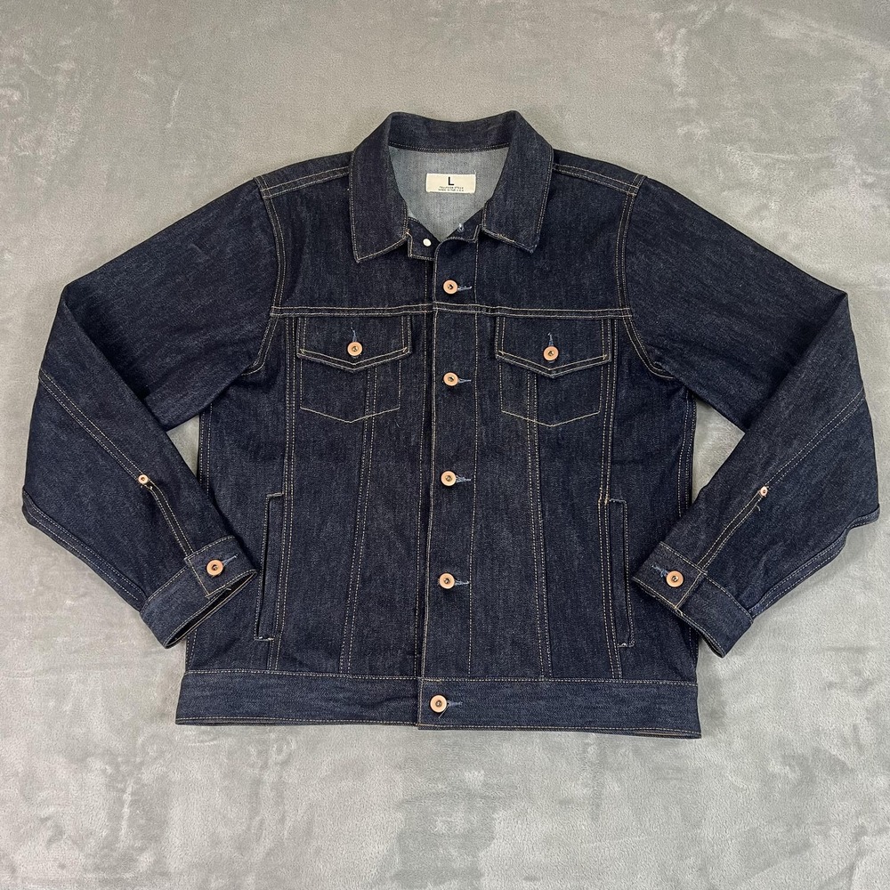 Tellason Stock Jacket Mens Large Blue Denim Trucker Cone Mills Made In USA
